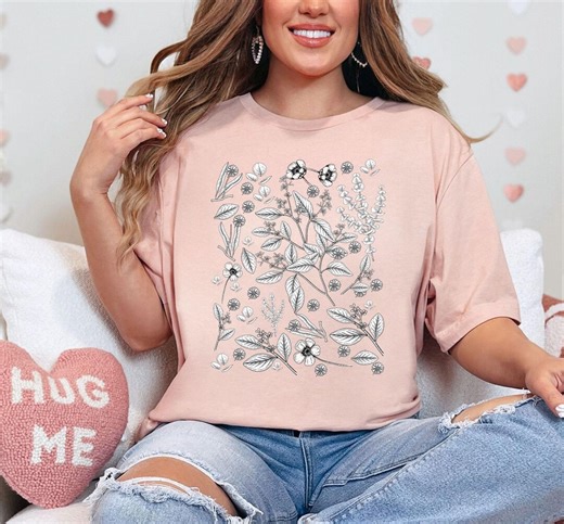 Botanical Shirt, Vintage T-shirt, Flower T-shirt, Vintage Botanical, Botanical Print, Vintage Flower Shirt, Graphic Tshirt, Wildflower Shirt - Etsy