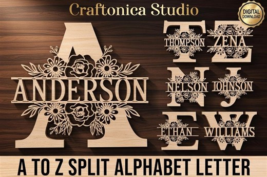 Split Monogram SVG Font A-Z | Laser Cut Files (digital Download) - Etsy