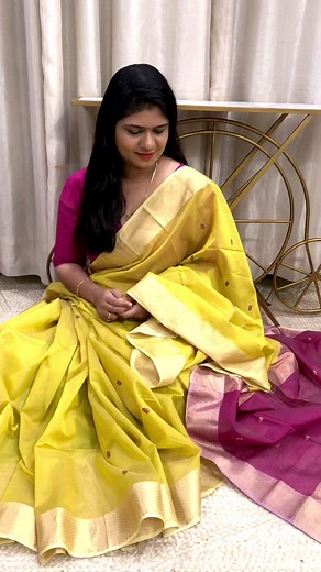 2.7K views · 18 reactions | Experience the rich heritage of Maheshwari handloom with this stunning Mustard and Magenta saree. Elevate your festive wardrobe effortlessly. DM to make it yours!  #indiansareestyle #MaheshwariSaree #HandloomMagic #FestiveFashion #MustardMagenta #TraditionalCharm #ShopNow #EthnicElegance #SareeLove #TimelessBeauty #WardrobeEssential #OrderToday @palashstore | PALASH | Facebook