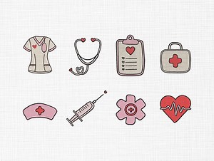 Mini Nurse Medical Embroidery Set, Medical Set Embroidery Design, Stethoscope, First Aid Kit, Injection, Nurse Icons Embroidery, Nurse Set - Etsy