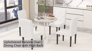 VECELO Dining Chairs Set of 2 Modern Fabric and Solid Wood Legs and High Back Chairs for Kitchen/Living Room Beige Upholstered THD-DC02-TAN-2P