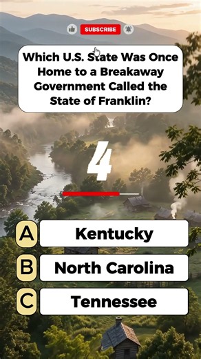 Which U.S. State Was Once Home To A Breakaway Government Called The State Of Franklin? 😳 #quiz #usa