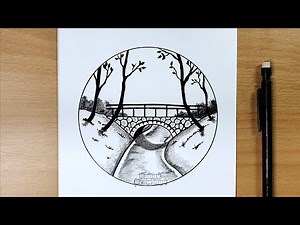 How to Draw a Stone Bridge in a Landscape | Easy Pencil Drawing Tutorial