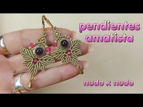 MACRAME PENDIENTES AMATISTA