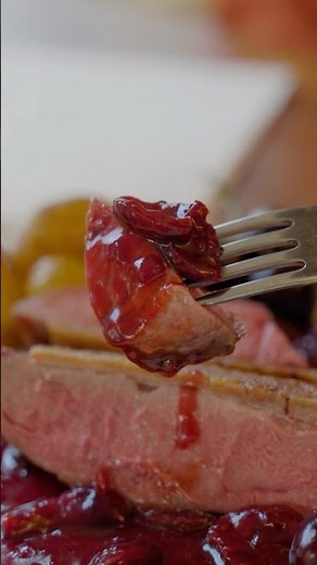 Duck + cherry sauce