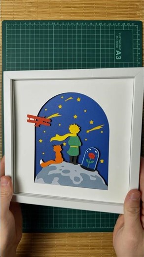 Little Prince Themed DIY Shadowbox #paperart #papercut #papercraft #cricut #silhouettecameo