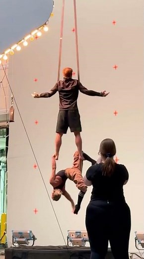 Aerial straps duo video shooting