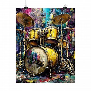 Vintage Drum Set Poster Vertical Matte Music Room Wall Art | Drums Posters - Etsy