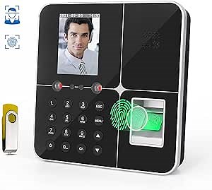 Time Clocks for Employees Small Business, with Face , Finger Scan, and PIN Punching,Employee Management Time Clock-Automatically Count Working Hours- No Monthly Fee