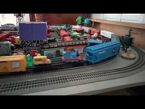 Thomas And James Pulling Heavy Trains Around The Tracks