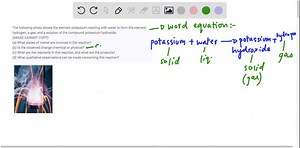 The following photo shows the element potassium reacting...