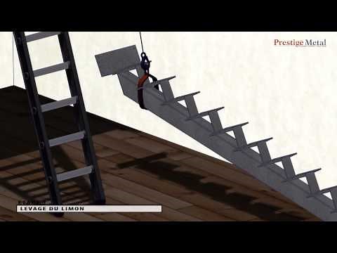 Installation d'un limon Prestige Metal pour escalier droit