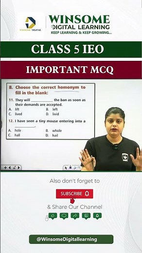 IEO Important MCQs | Class 5 English 🔥