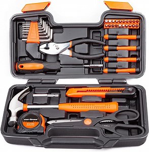 [Hot Item] 39 Piece Tool Set General Household Tool Set with Plastic Toolbox Storage Case Orange