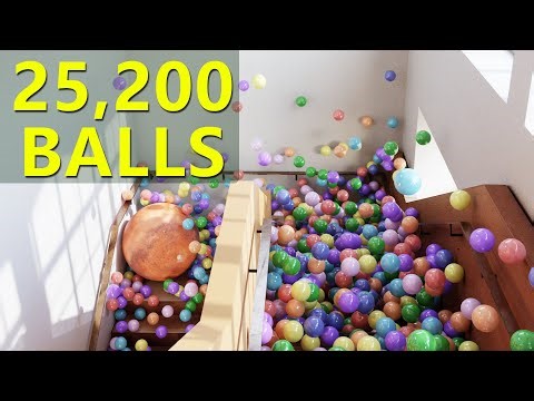 25,200 Bouncy Balls on the stairs - Blender Animation - Rigid body simulation