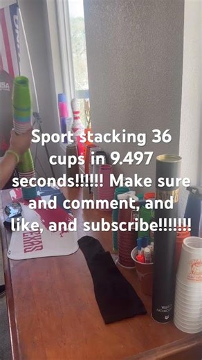 Sport stacking minute to win it stack attack in 9.497 seconds!!!!!!!!