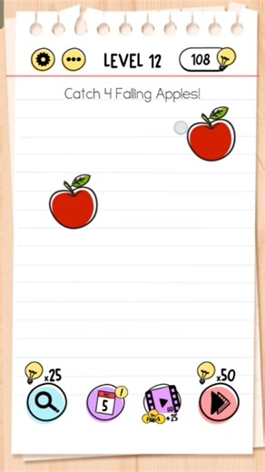 Catch 6 falling apples. | brain test level 12