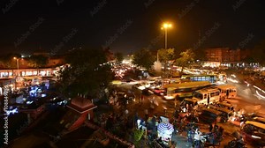 Time lapse of busy roundabout in Jaipur, India.