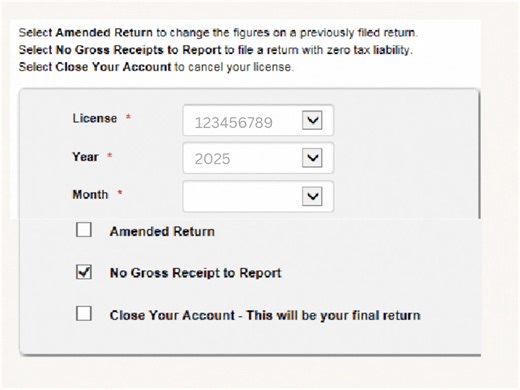 #FAQ: Do I need to file a TPT return if my business didn’t have taxable sales/ purchases? A: Yes, and select "No Gross Receipts" on return. | Arizona Department of Revenue