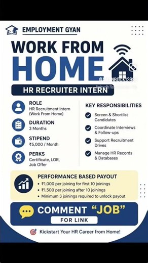 Work From Home HR Recruiter Intern | Freshers Welcome | Stipend + Performance Incentives