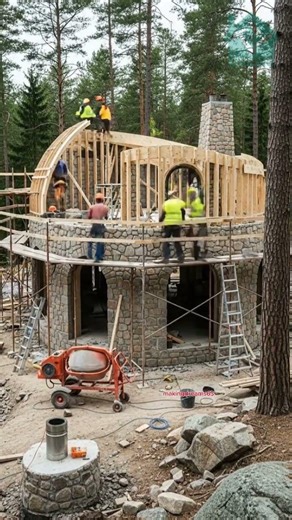 Fantasy Forest House Build | Magical Stone Cottage Construction Step by Step 🌲🏡✨