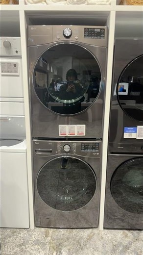 LG front load washer and electric dryer black steel