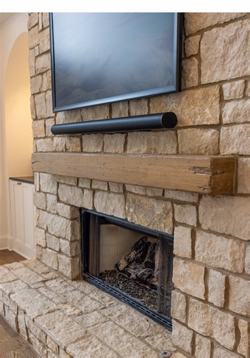 This is why samples only tell part of the story ✨ The finished fireplace is all about texture and balance. The soft color variation, natural edges, and the stone's depth give the space warmth and a quiet presence, grounding the room without overpowering it. Once installed, the fireplace becomes architectural, not decorative. This is where thoughtful material selection and skilled craftsmanship truly show up. Stone sourced from Aztec Stone Empire, carefully installed to let the material speak for