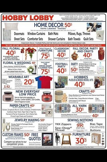 Hobby Lobby Weekly Ad August 3 – August 9, 2025