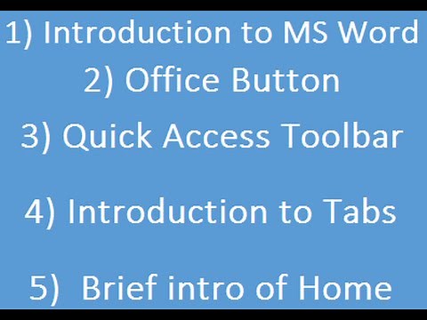 Learn MS Word Basic Skills For Beginners Part 1