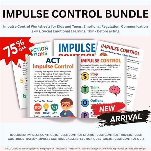 Impulse Control Worksheets for Kids and Teens: Emotional Regulation. Communication Skills. Social Emotional Learning. Think Before Acting - Etsy