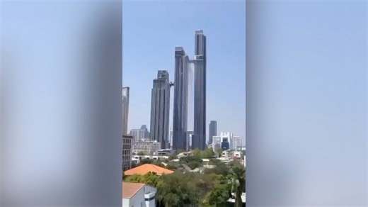 A skybridge connecting a high-rise apartment building in Bangkok broke off after a powerful earthquake struck #Myanmar, shaking neighboring countries, including Thailand. The magnitude-7.7 earthquake caused damage to buildings in the Thai capital. #MyanmarEarthquake | CGTN