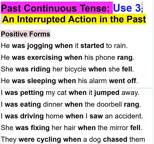 6.4K views · 168 reactions | Past Continuous Tense: Use 3; An Interrupted Action in the Past | Empowering English Learning | Facebook