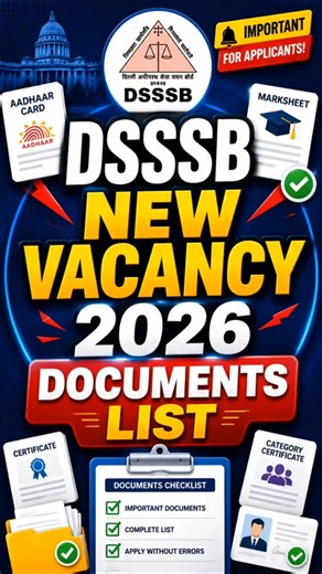 DSSSB Various Posts New Vacancy 2026 Documents Required | DSSSB TGT Computer Teacher Form Fill Up