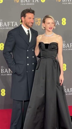 Bradley Cooper and Carey Mulligan are pictured together at the 77th EE BAFTA Film Awards