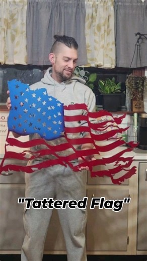 The tattered flag. A tattered flag symbolizes resilience, perseverance, and survival through adversity, representing a nation or group that has endured hardship, battles, or challenging times but remains united and strong, with each tear telling a story of sacrifice and history, while also signifying the passage of time and experience. Bennymetals@gmail.com #fyp #metalwork #homedecor #metalfabrication #giftideas | Benny Metals