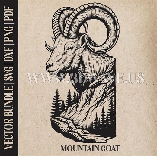 Mountain Goat Vector Art: Mountain | Lasercut Files for Cricut, Glowforge SVG | Digital Products - Etsy
