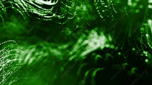 3d render of luminous particles as science fiction background or modern abstract green background of particles with depth of field and bokeh like vj loop. Particles form line and wavy structure. 1