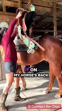 How I put my 35 lb western saddle on #horse #horseriding #horsetips #equestrian #horsetrack