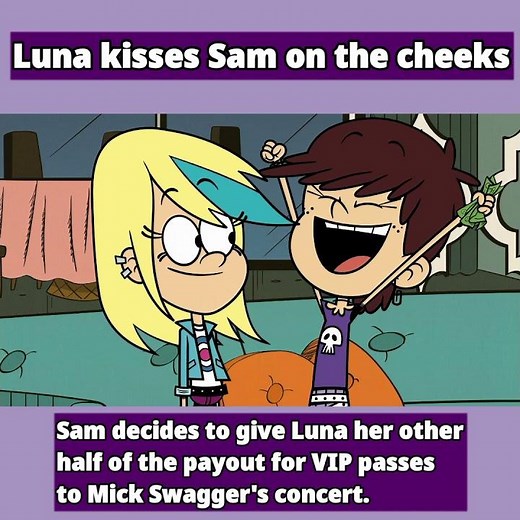 Luna and Sam kissing each other on their cheeks