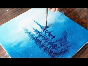 Acrylic Painting Demo / FOG / Pine trees / Easy for beginners / Relaxing /Daily Art Therapy/Day#0234