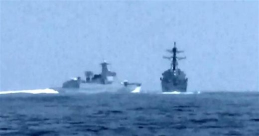 Video shows Chinese warship coming near U.S. missile destroyer in Taiwan Strait