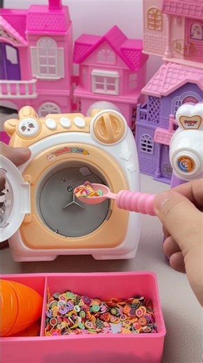 Satisfying Mini Washing Machine Unboxing Tiny Fruit Set 🍓🍊 ASMR Cleaning Toys