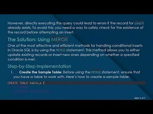 How to Perform an Insert if Not Exists in SQL Developer