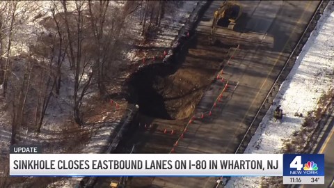 Emergency repair work continues on sinkhole on I-80 in New Jersey
