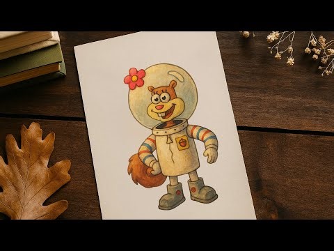 Drawing Sandy Cheeks in Unique Watercolor Style 🎨✨ | Creative Fan Art