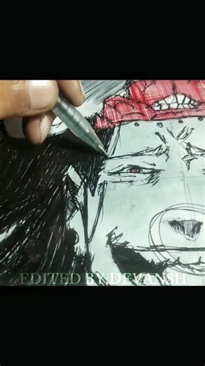 Kenjaku Quick Sketch 🧠🔥 | Dark Villain Speed Drawing | Jujutsu Kaisen Pen Art #shorts