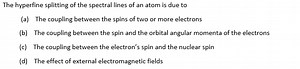 The hyperfine splitting of the spectral lines of an atom is due... | Filo