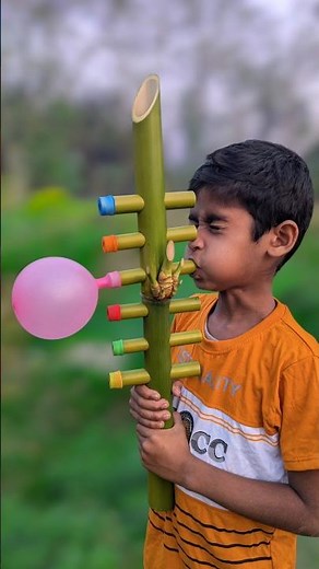 Six colourful balloon & bamboo big toy #diy #art