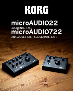 🎧 Introducing microAUDIO: Compact Interfaces with Creative Filter Power Studio clarity meets compact design. The KORG microAUDIO series brings KORG’s pro‑grade engineering straight to your desktop, with two interfaces built for different types of creators. 🔹 microAUDIO 22 — streamlined, intuitive, and perfect for beginners or hobbyists who want high‑quality audio without complexity. 🔹 microAUDIO 722 — a hybrid interface featuring KORG’s legendary analogue filter for rich, expressive tone shap