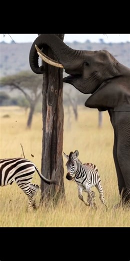When an Elephant Protects Zebras 🐘🦓 | Nature’s Most Emotional Scene #shortsfeed #wildlife #animal